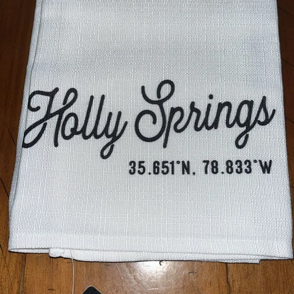 New Holly Springs North Carolina State GPS Kitchen Tea towel & FREE Oven Mitts